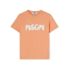 MSGM T-Shirt Girocollo In Cotone Con Nuovo Logo Pennellato Orange Fashion