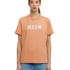 MSGM T-Shirt Girocollo In Cotone Con Logo Orange Shop