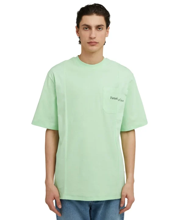 MSGM T-Shirt Girocollo In Cotone Organico Della Capsule Fantastic Green Light Green Cheap