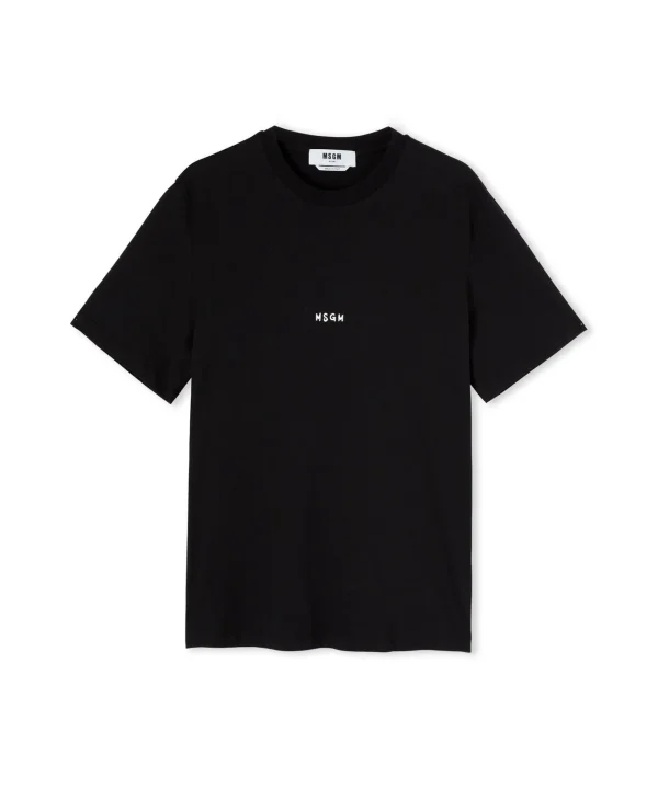 MSGM T-Shirt Girocollo In Cotone Con Micro Logo Black Sale