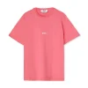 MSGM T-Shirt Girocollo In Cotone Tinta Unita Con Micro Logo Fucsia Discount