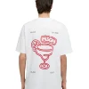 MSGM T-Shirt Girocollo In Cotone Con Logo E Grafica "Cocktail" Burro Studio X White Clearance