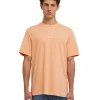 MSGM T-Shirt Girocollo In Cotone Tinta Unita Con Micro Logo Orange New