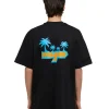 MSGM T-Shirt Girocollo In Cotone Con Logo Multicolor Corsivo Ricamato Black Sale