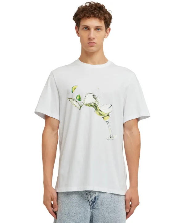 MSGM T-Shirt Girocollo In Cotone Con Grafica " Margarita" E "Club Paradiso" White Outlet