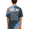 MSGM T-Shirt Girocollo In Cotone Tie Dye Con Logo E Grafica Burro Studio X Blue Fashion