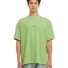 MSGM T-Shirt Girocollo In Cotone Melange Con Micro Logo Rainbow Ricamato Green New