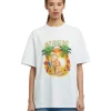 MSGM T-Shirt Girocollo In Cotone Con Grafica "College Cat" White Flash Sale