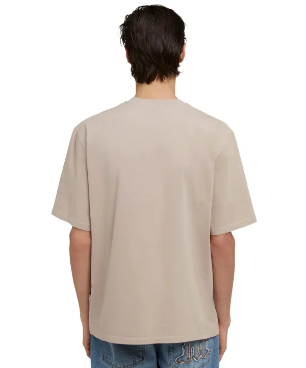 MSGM T-Shirt Girocollo In Cotone Organico Della Capsule Fantastic Green Beige Flash Sale