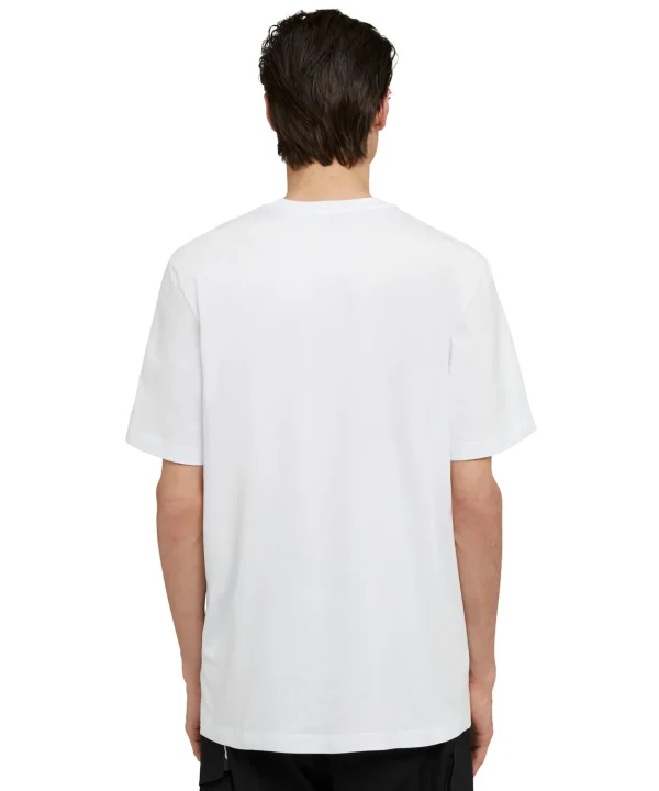 MSGM T-Shirt Girocollo In Cotone Con Nuovo Logo Pennellato Con Ombra Fluo White Store