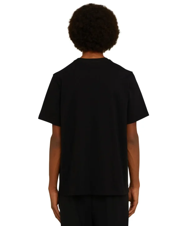 MSGM T-Shirt Girocollo In Cotone Con Micro Logo Black Sale