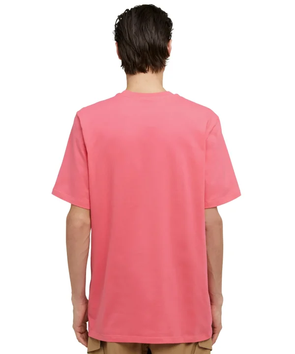 MSGM T-Shirt Girocollo In Cotone Con Micro Logo Fucsia Best Sale