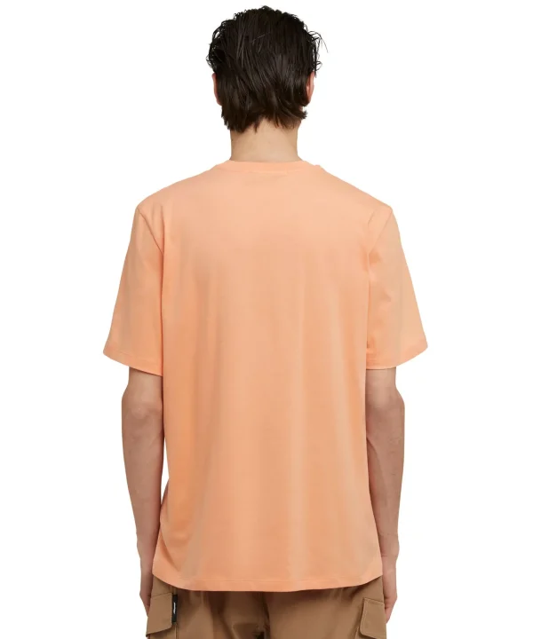 MSGM T-Shirt Girocollo In Cotone Con Micro Logo Orange Hot