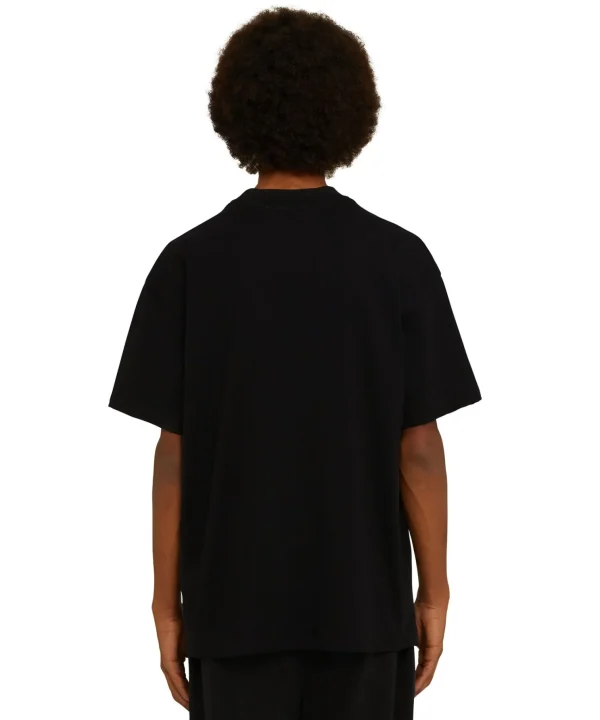 MSGM T-Shirt Girocollo In Cotone Con Nuovo Logo Pennellato Black Hot