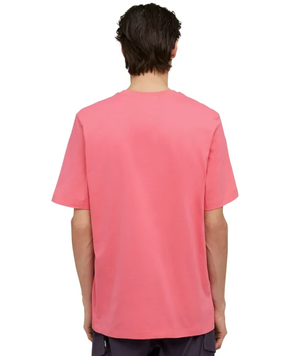 MSGM T-Shirt Girocollo In Cotone Tinta Unita Con Micro Logo Fucsia Discount