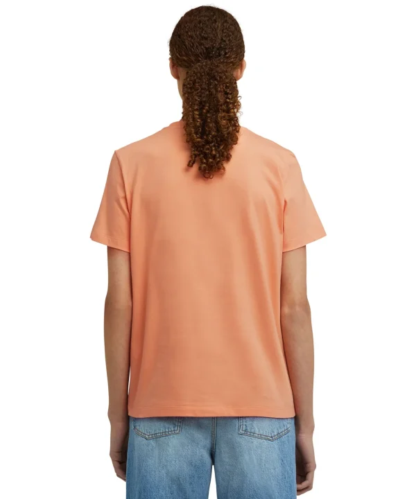 MSGM T-Shirt Girocollo In Cotone Con Nuovo Logo Pennellato Orange Fashion