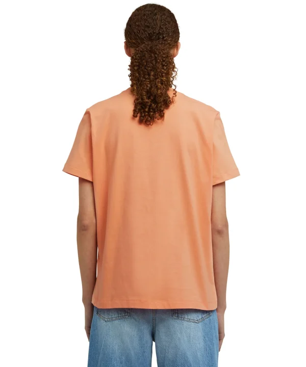 MSGM T-Shirt Girocollo In Cotone Con Logo Orange Shop