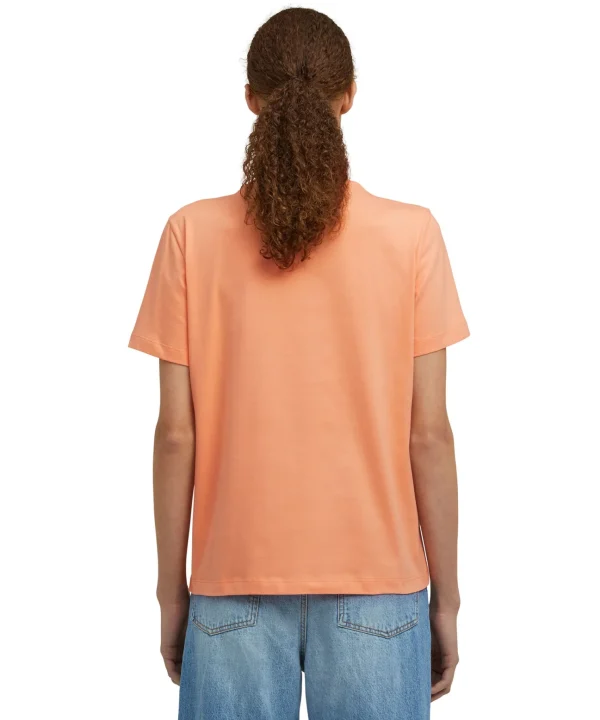 MSGM T-Shirt Girocollo In Cotone Con Logo Pennellato Orange Clearance