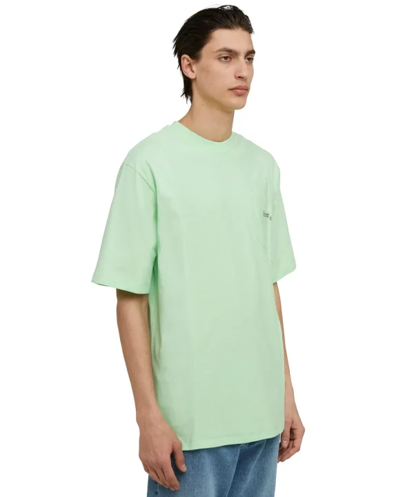 MSGM T-Shirt Girocollo In Cotone Organico Della Capsule Fantastic Green Light Green Cheap