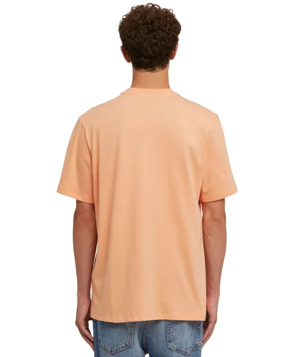 MSGM T-Shirt Girocollo In Cotone Tinta Unita Con Micro Logo Orange New