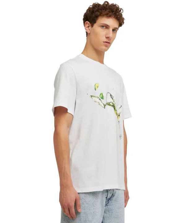 MSGM T-Shirt Girocollo In Cotone Con Grafica " Margarita" E "Club Paradiso" White Outlet