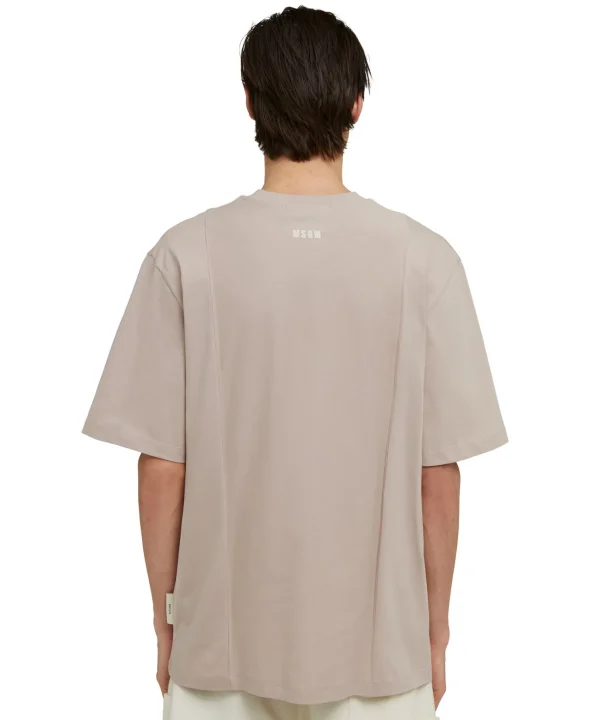 MSGM T-Shirt Girocollo In Cotone Organico Della Capsule Fantastic Green Beige Best