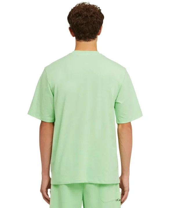 MSGM T-Shirt Girocollo In Cotone Organico Della Capsule Fantastic Green Light Green Clearance