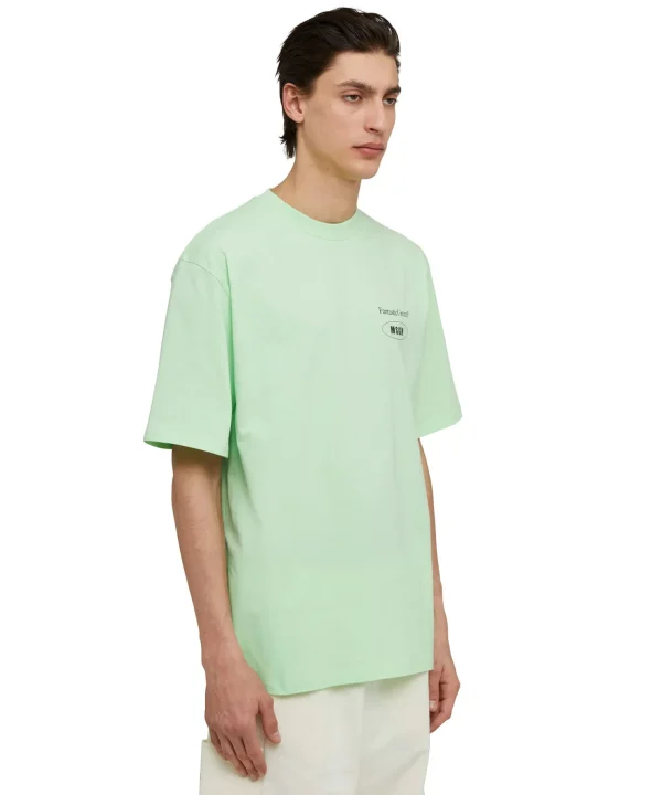 MSGM T-Shirt Girocollo In Cotone Organico Della Capsule Fantastic Green Light Green Hot