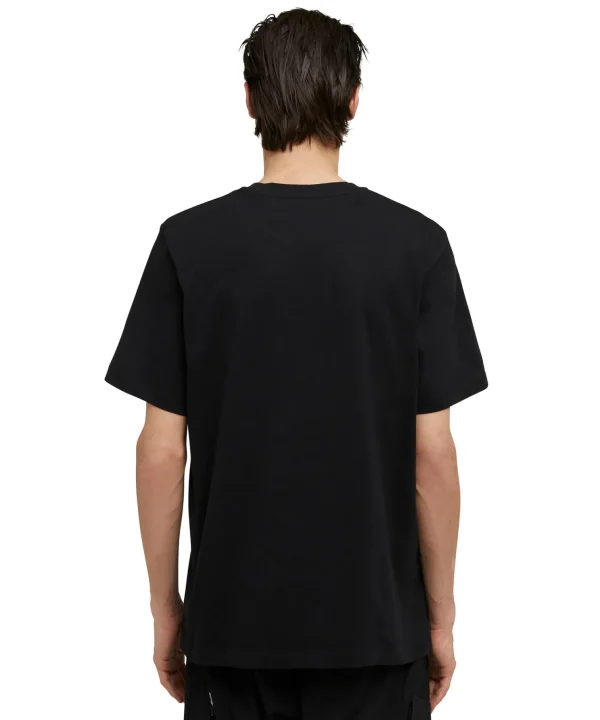 MSGM T-Shirt Girocollo In Cotone Con Logo Pennellato Posizionato Sul Collo Black Discount