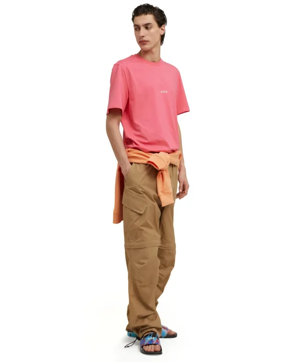 MSGM T-Shirt Girocollo In Cotone Con Micro Logo Fucsia Best Sale