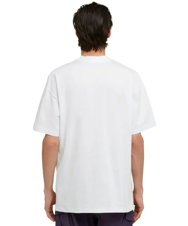 MSGM T-Shirt Girocollo In Cotone Con Nuovo Logo Pennellato White Flash Sale