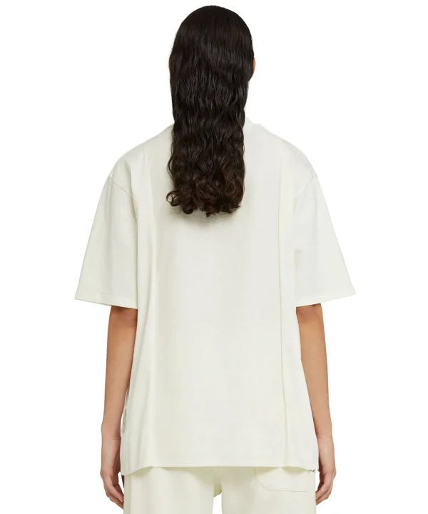 MSGM T-Shirt Girocollo In Cotone Organico Della Capsule Fantastic Green Cream Best Sale