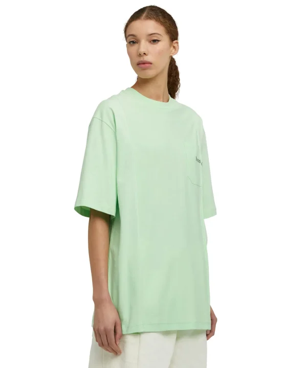 MSGM T-Shirt Girocollo In Cotone Organico Della Capsule Fantastic Green Light Green Fashion