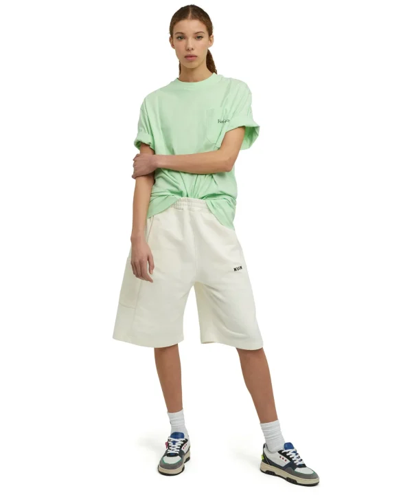 MSGM T-Shirt Girocollo In Cotone Organico Della Capsule Fantastic Green Light Green Fashion