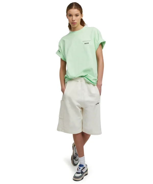 MSGM T-Shirt Girocollo In Cotone Organico Della Capsule Fantastic Green Light Green Cheap