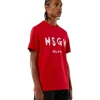 MSGM T-Shirt In Cotone Con Logo Pennellato Red Outlet